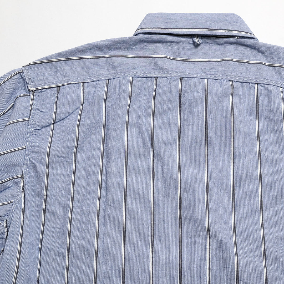 BURGUS PLUS - Stripe Chambray Work Shirt - Wide Silhouette - HBP-300CHWD-ST8