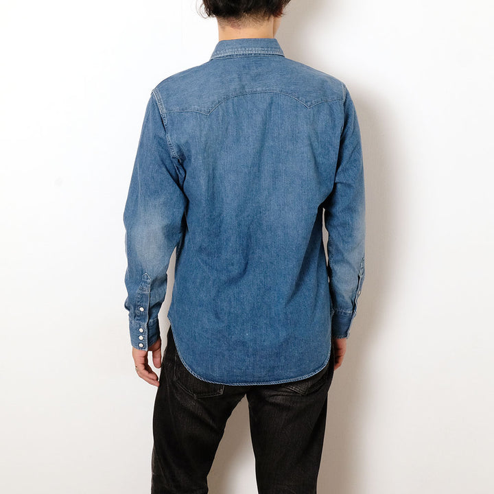 BURGUS PLUS - 8oz Denim Western Shirt - Mid Used - HBP-301WS-MU