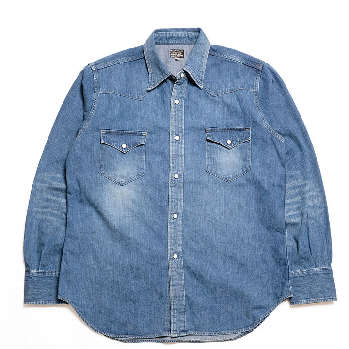 BURGUS PLUS - 8oz Denim Western Shirt - Mid Used - HBP-301WS-MU