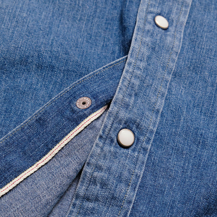 BURGUS PLUS - 8oz Denim Western Shirt - Mid Used - HBP-301WS-MU