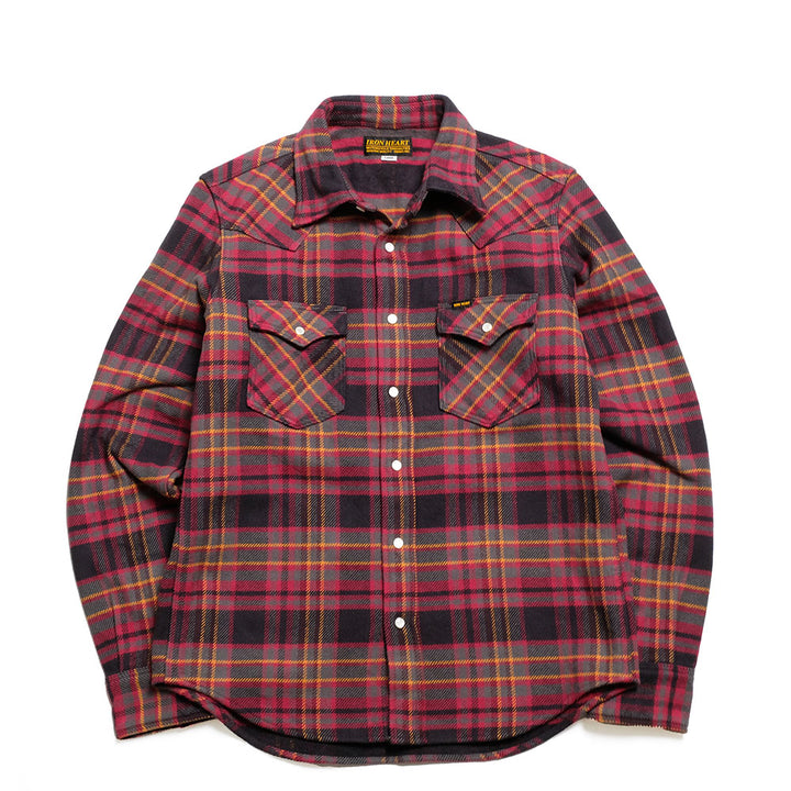 IRON HEART - UHF WESTERN SHIRT - PINK LINE PLAID - IHSH-403