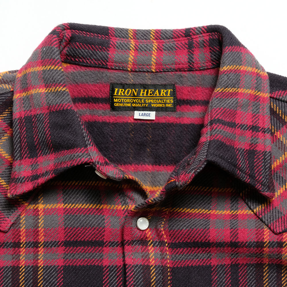 IRON HEART - UHF WESTERN SHIRT - PINK LINE PLAID - IHSH-403