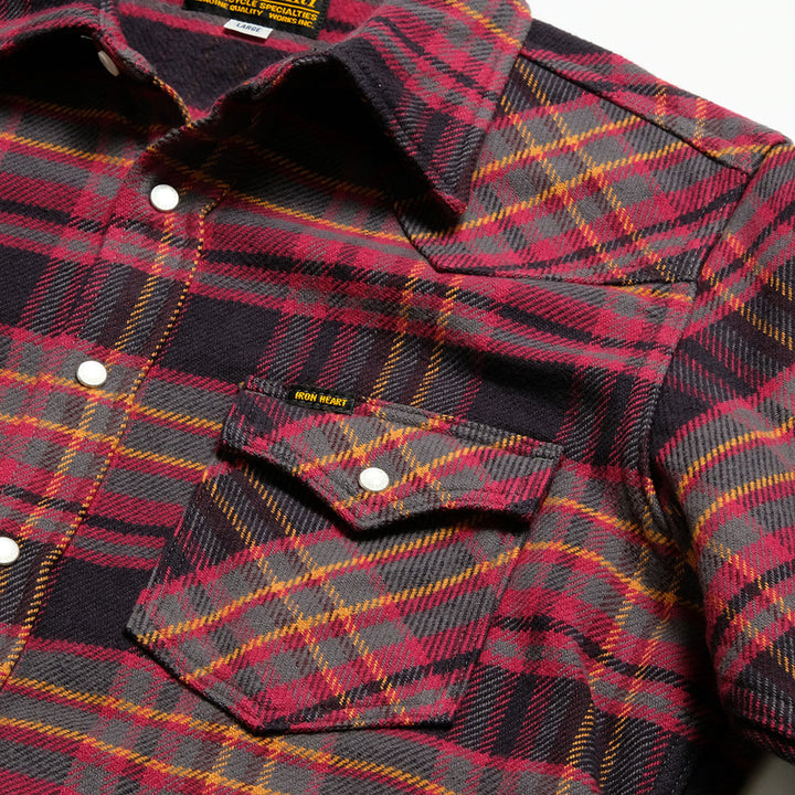 IRON HEART - UHF WESTERN SHIRT - PINK LINE PLAID - IHSH-403