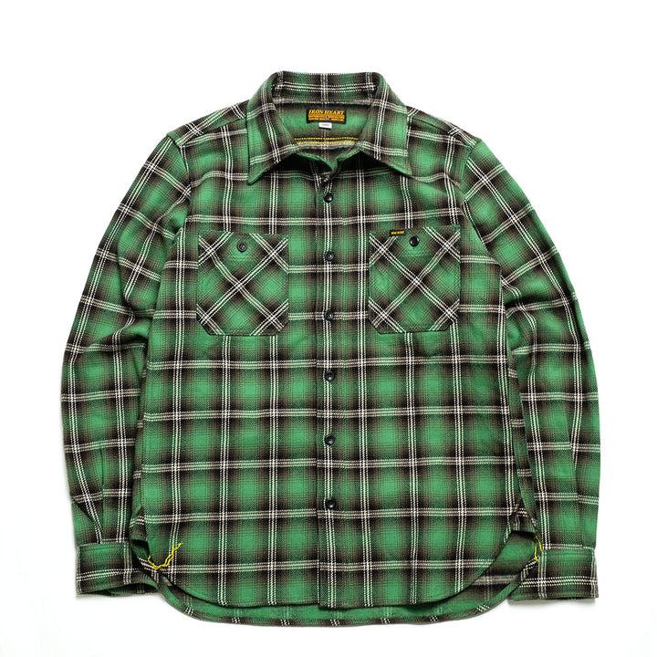 IRON HEART - UHF WORK SHIRT - GREEN PLAID - IHSH-406