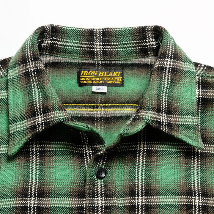 IRON HEART - UHF WORK SHIRT - GREEN PLAID - IHSH-406
