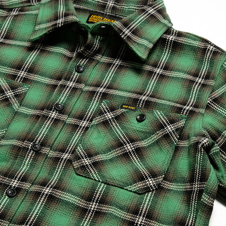 IRON HEART - UHF WORK SHIRT - GREEN PLAID - IHSH-406