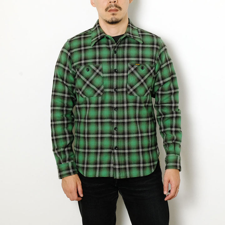 IRON HEART - UHF WORK SHIRT - GREEN PLAID - IHSH-406