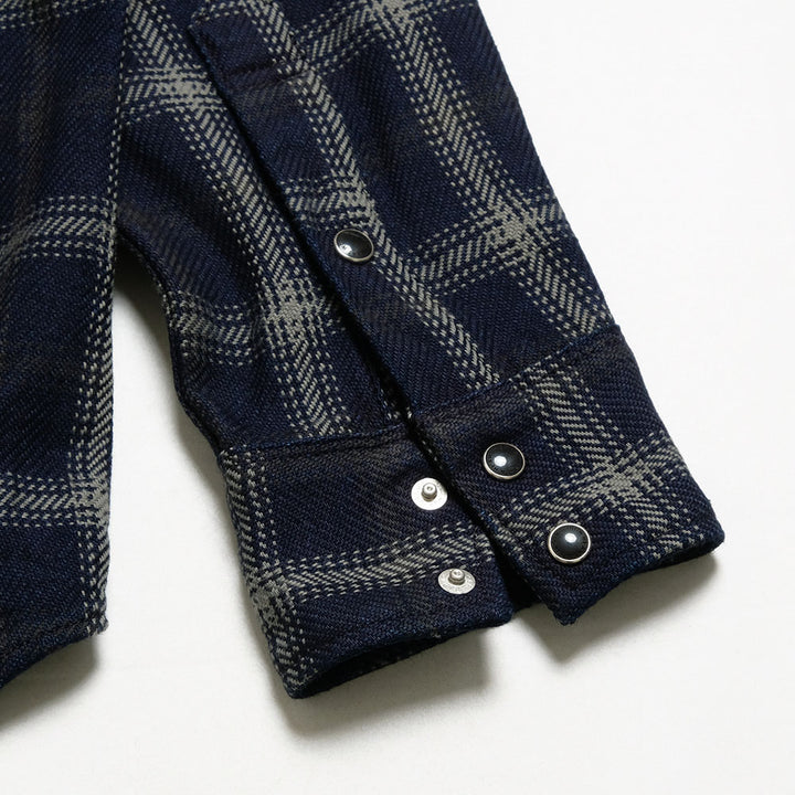 IRON HEART - INDIGO PLAID WESTERN SHIRT - IHSH-411