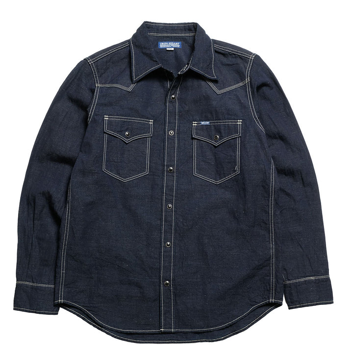 IRON HEART - COTTON LINEN CHAMBRAY WESTERN SHIRT - IHSH-444