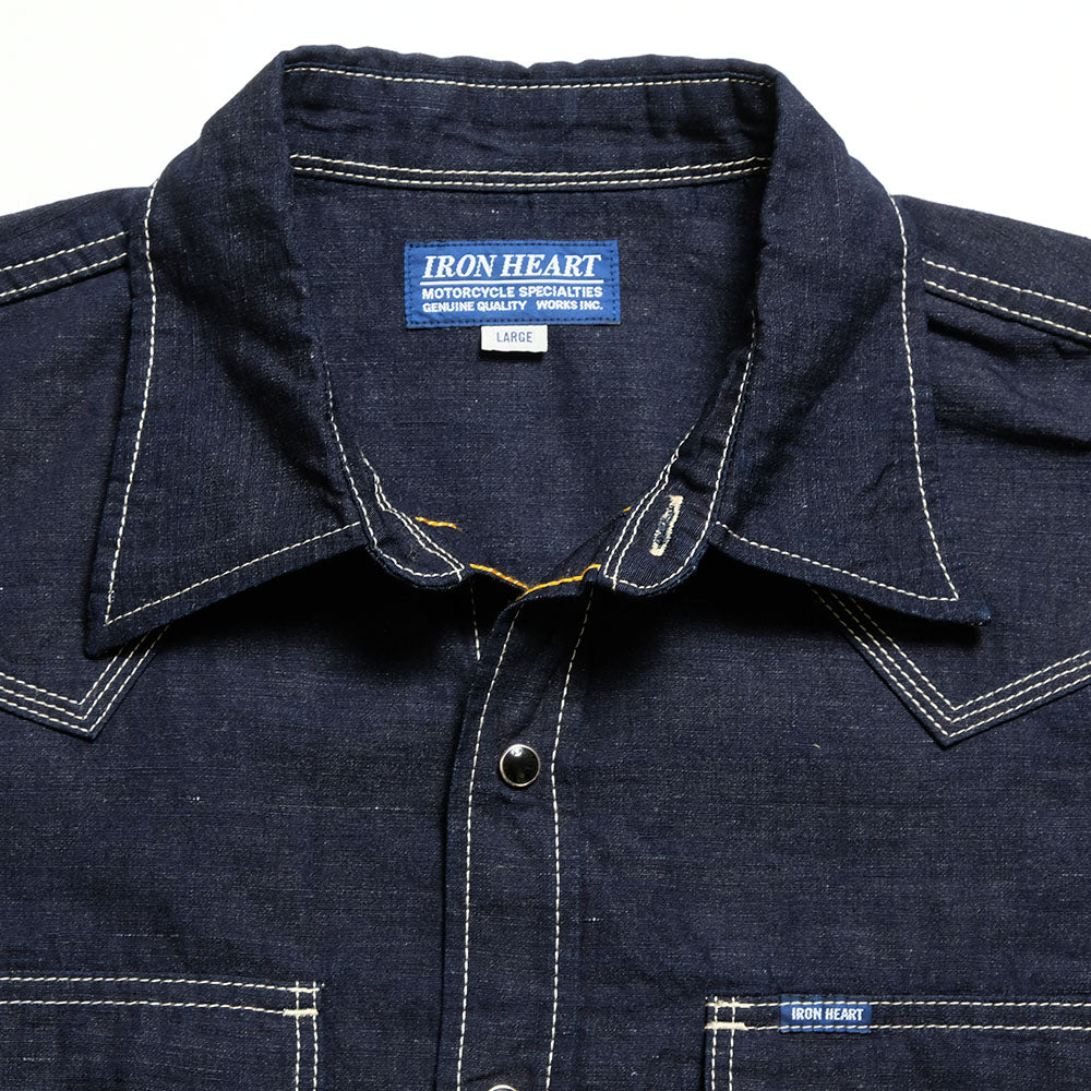 IRON HEART - COTTON LINEN CHAMBRAY WESTERN SHIRT - IHSH-444