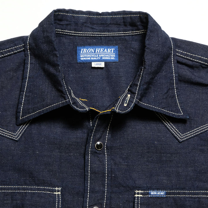 IRON HEART - COTTON LINEN CHAMBRAY WESTERN SHIRT - IHSH-444