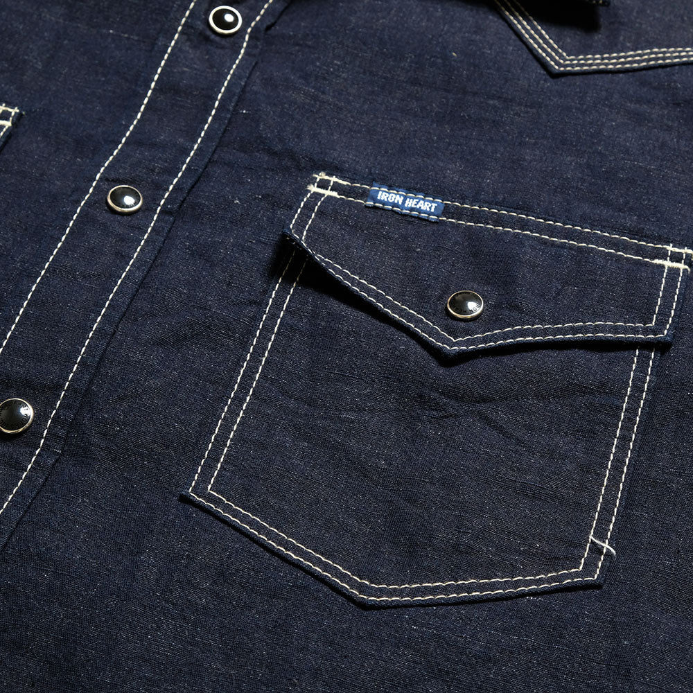 IRON HEART - COTTON LINEN CHAMBRAY WESTERN SHIRT - IHSH-444