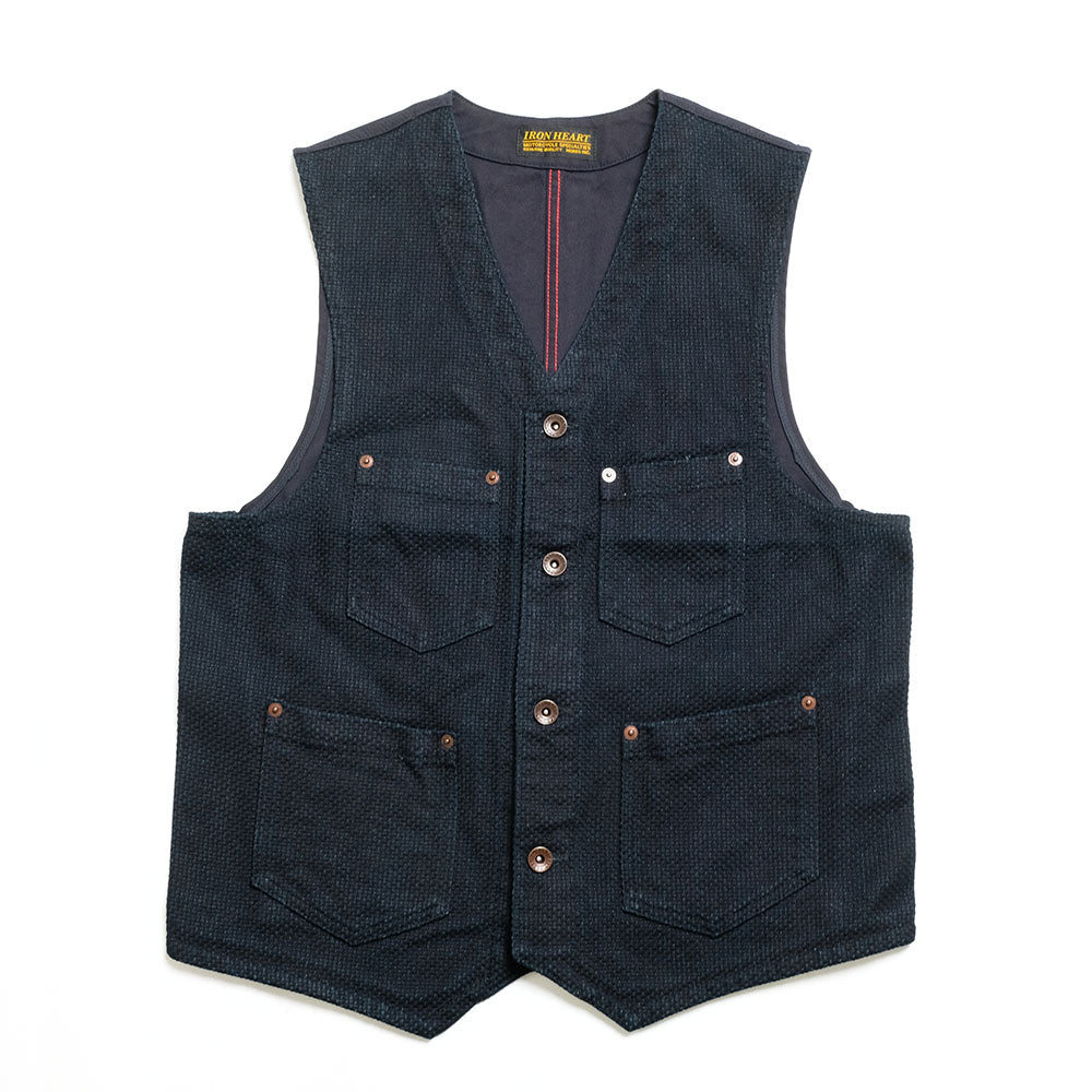 IRON HEART - 14oz INDIGO DOBBY WORK VEST - IHV-50 – HINOYA Online