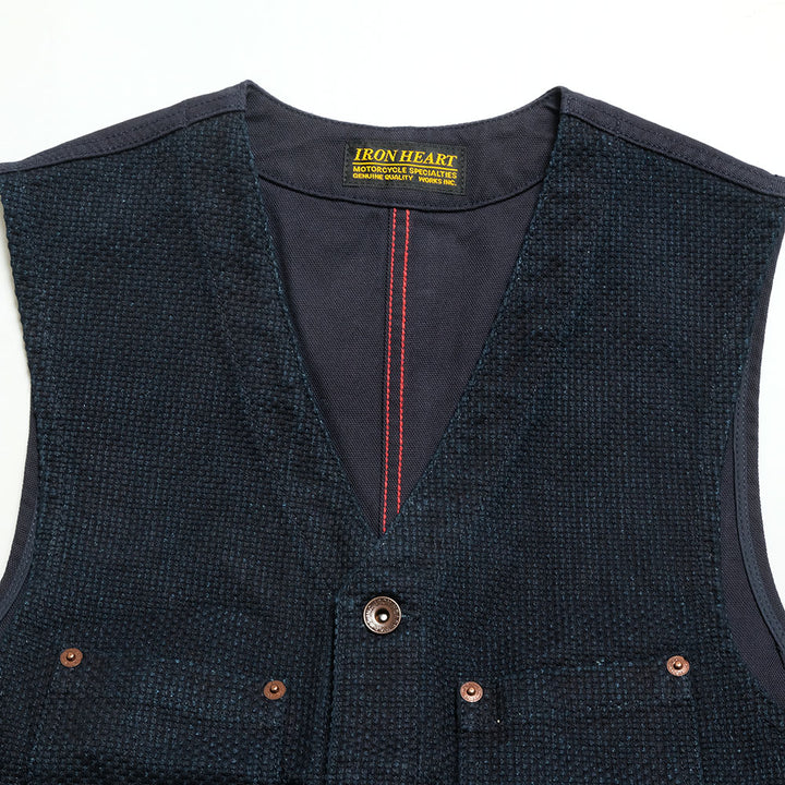 IRON HEART - 14oz INDIGO DOBBY WORK VEST - IHV-50