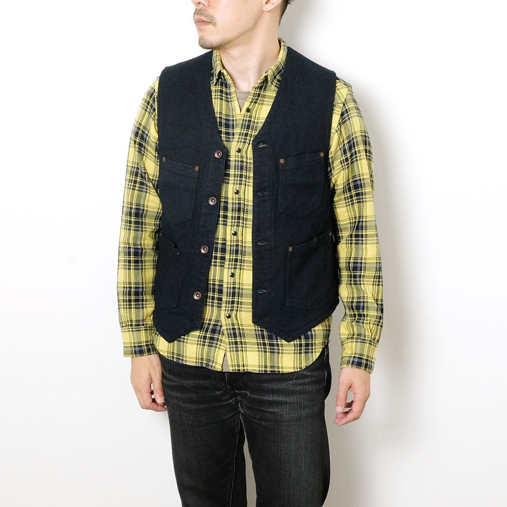 IRON HEART - 14oz INDIGO DOBBY WORK VEST - IHV-50