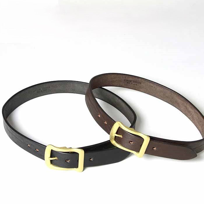 BARNS - TOCHIGI LEATHER BELT - Gold Color Buckle - LE-3055