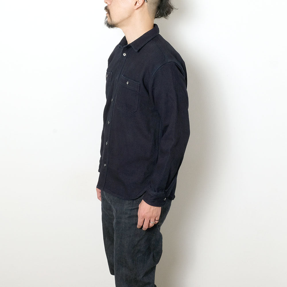 MOMOTARO JEANS - TRIPLE STITCH L/S DOBBY SHIRT - INDIGO - MXLS1036