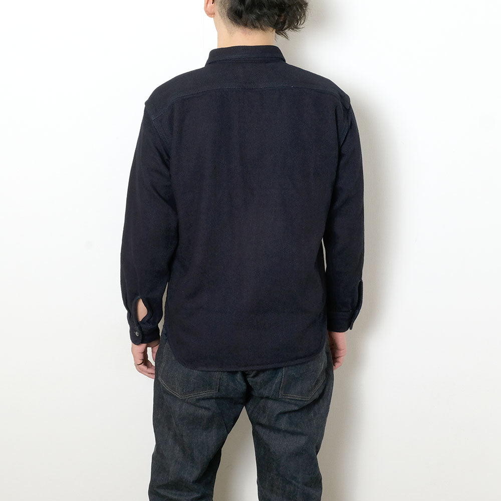 MOMOTARO JEANS - TRIPLE STITCH L/S DOBBY SHIRT - INDIGO - MXLS1036