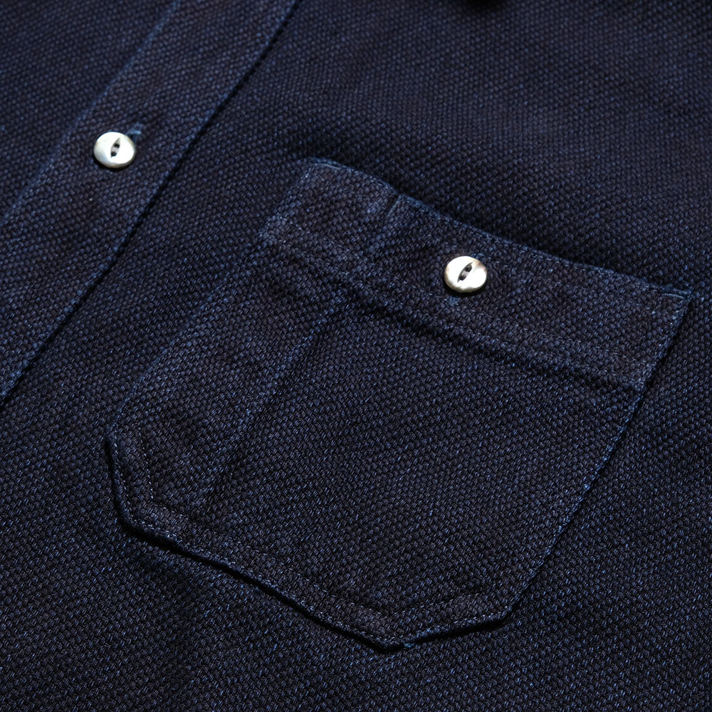 MOMOTARO JEANS - TRIPLE STITCH L/S DOBBY SHIRT - INDIGO - MXLS1036