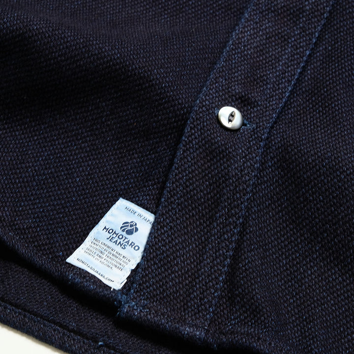 MOMOTARO JEANS - TRIPLE STITCH L/S DOBBY SHIRT - INDIGO - MXLS1036