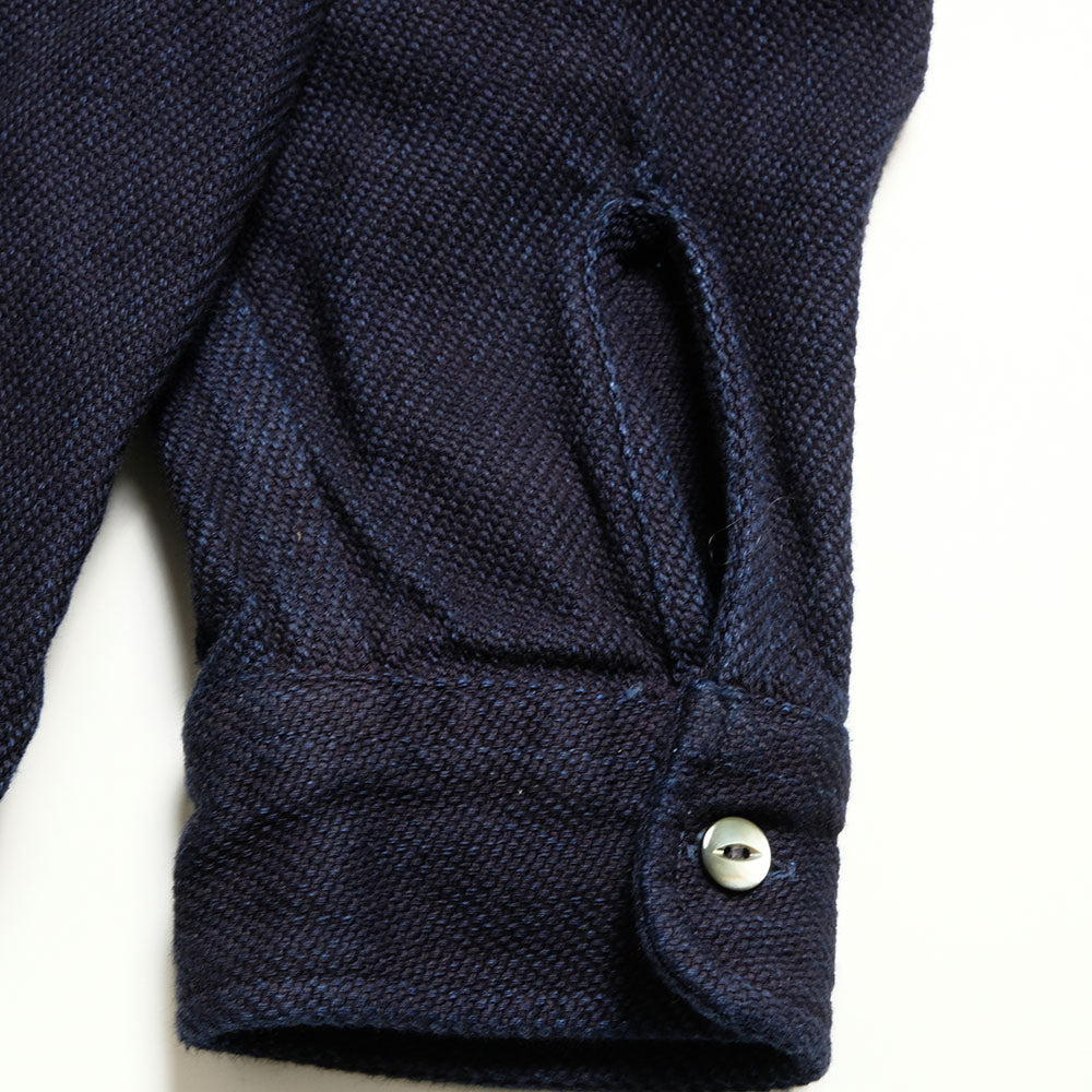 MOMOTARO JEANS - TRIPLE STITCH L/S DOBBY SHIRT - INDIGO - MXLS1036