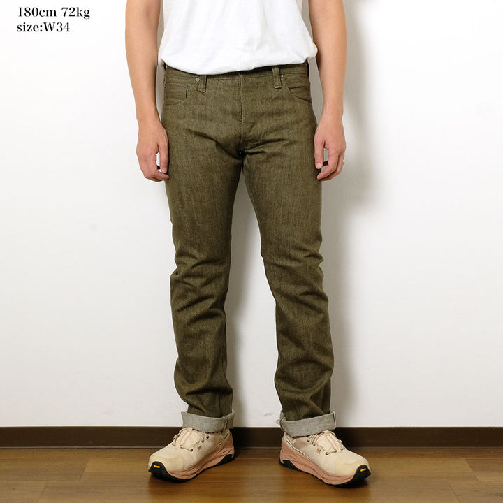 Pure Blue Japan - 14oz Olive Selvedge Denim - Slim-Straight - OL-14OZ-005