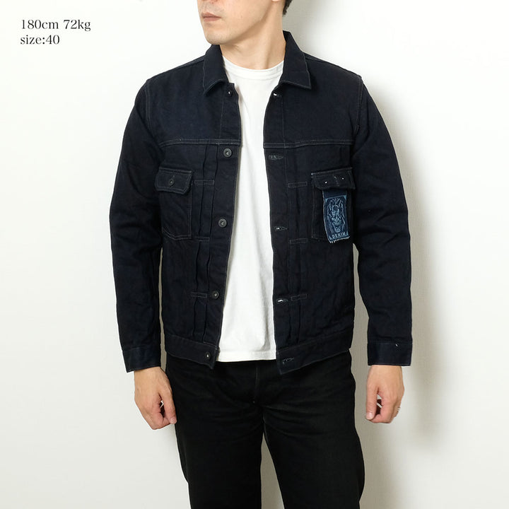 ONI DENIM - 14oz Indigo x Black ONI Denim - 青鬼 - 2nd Type Denim Jacket - ONI-02516P14