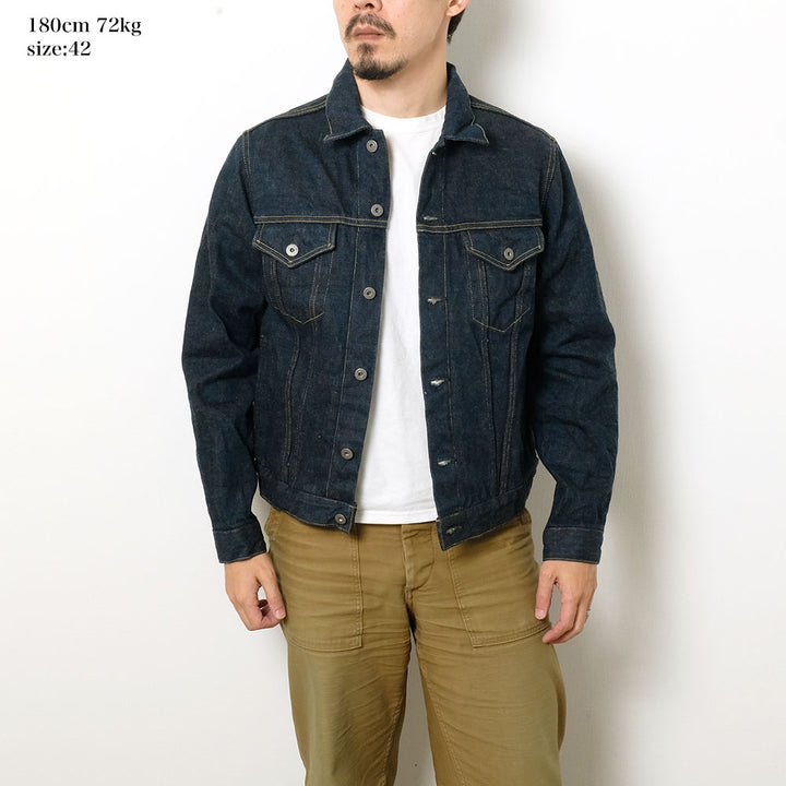 ONI DENIM - 20oz Secret Denim 歌舞伎耳 (緯糸柿渋色) - 3rd Type Denim Jacket - ONI-02527ZPKA-KBR