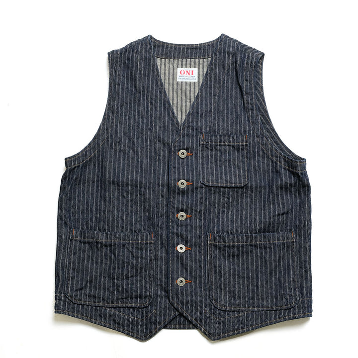 ONI DENIM - Vest - Drop-Needle Stitching Jacquard Striped Denim - ONI-05100H