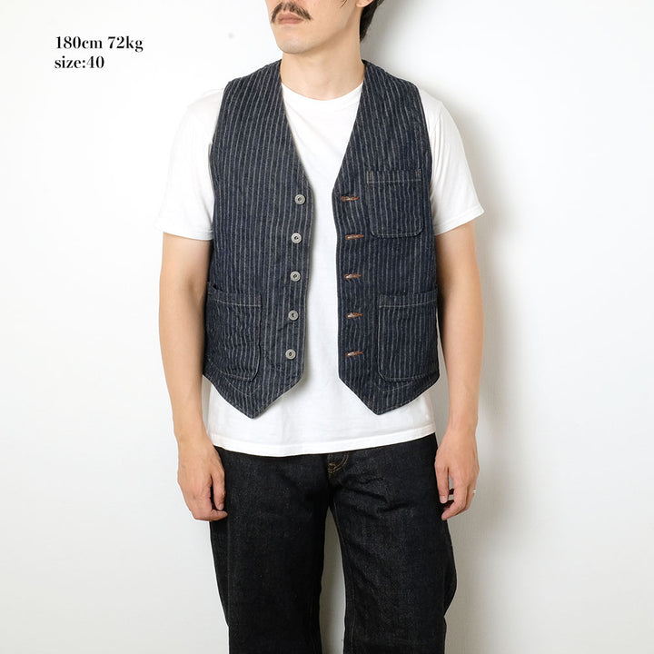 ONI DENIM - Vest - Drop-Needle Stitching Jacquard Striped Denim - ONI-05100H