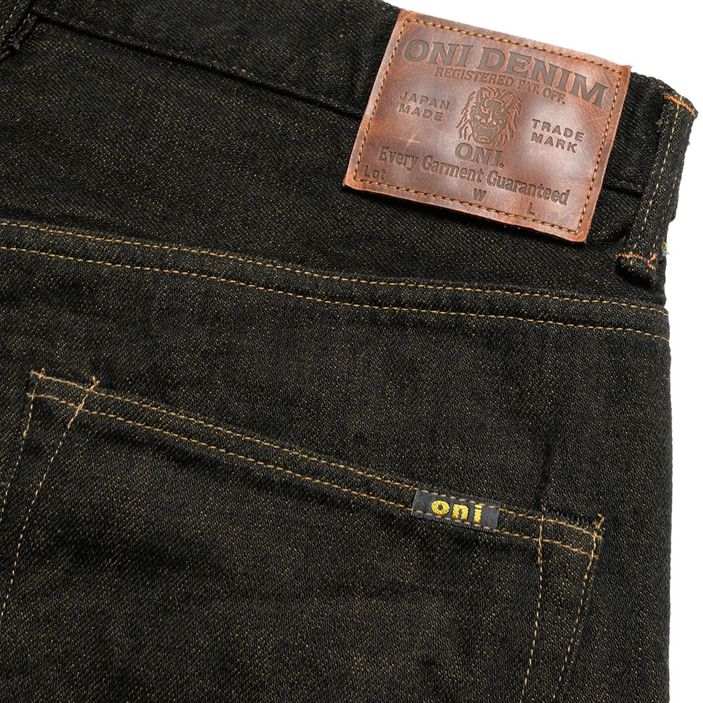 ONI DENIM - Super Wide Straight - 12oz Black x Olive Selvedge Denim - ONI-222BK-OL