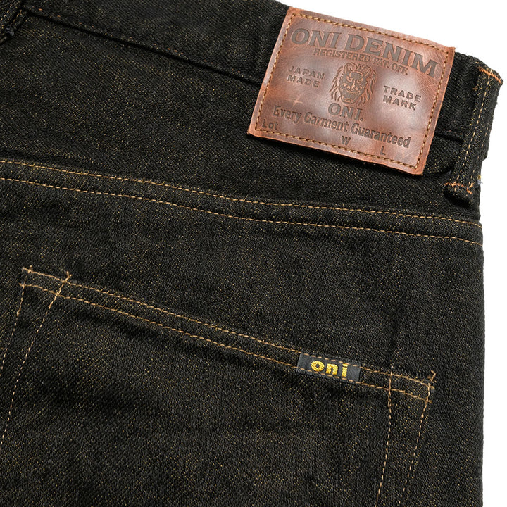 ONI DENIM - Super Wide Straight - 12oz Black x Olive Selvedge Denim - ONI-222BK-OL