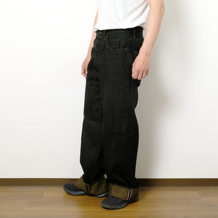 ONI DENIM - Super Wide Straight - 12oz Black x Olive Selvedge Denim - ONI-222BK-OL