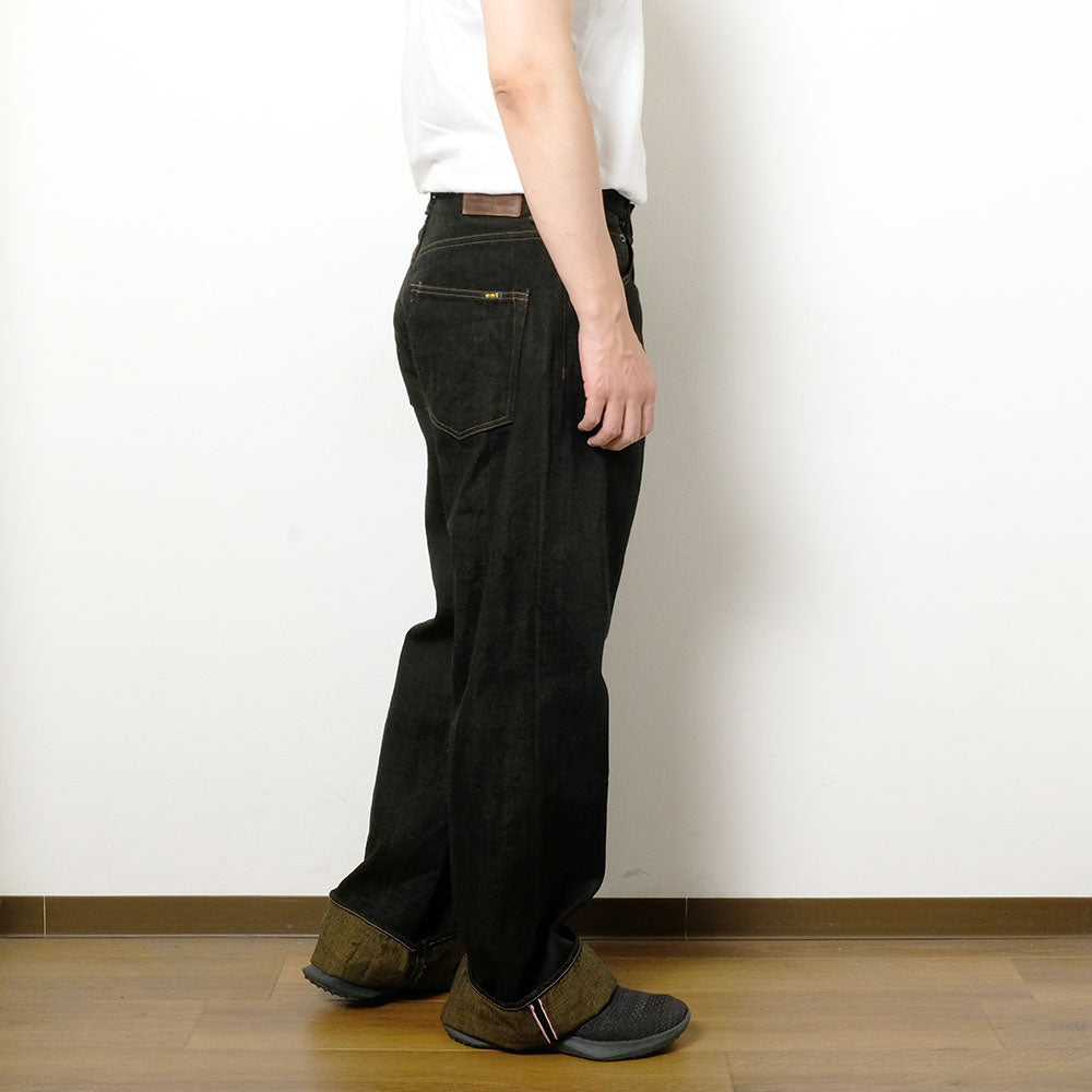 ONI DENIM - Super Wide Straight - 12oz Black x Olive Selvedge Denim - ONI-222BK-OL