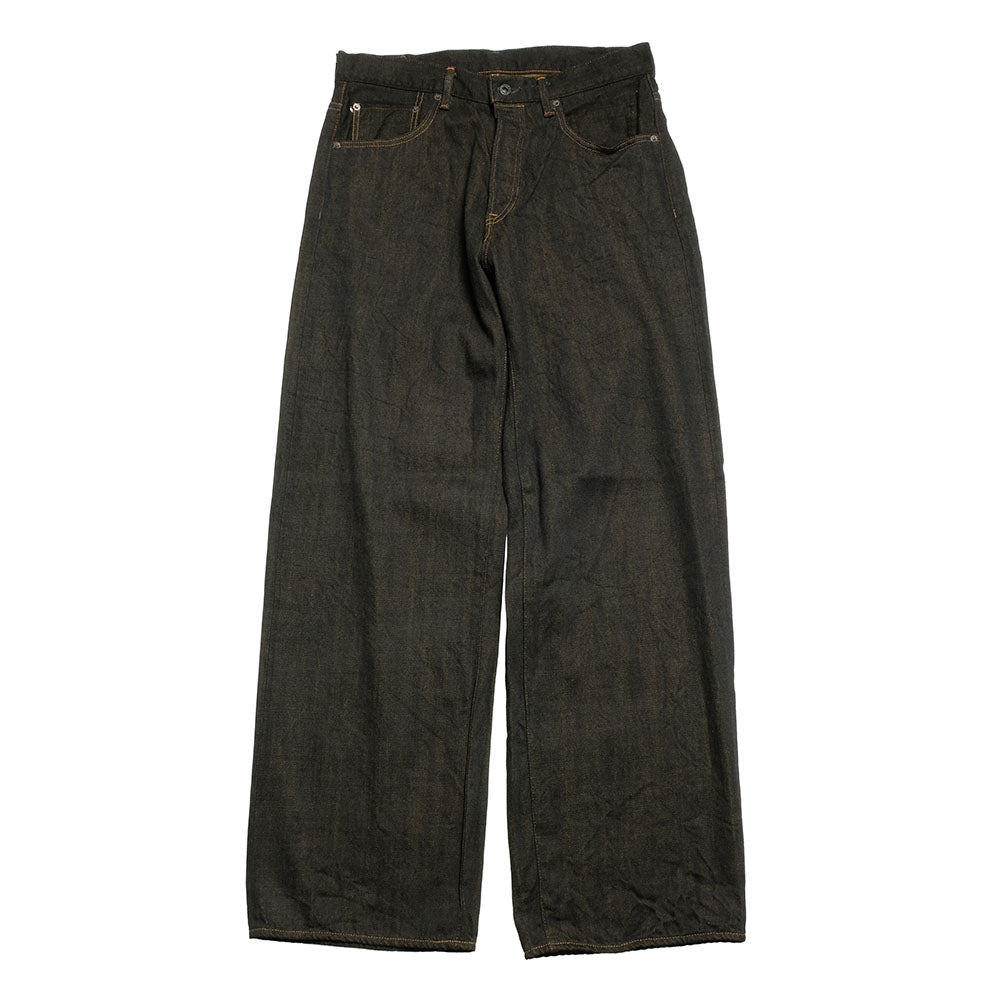 ONI DENIM - Super Wide Straight - 12oz Black x Olive Selvedge Denim - ONI-222BK-OL