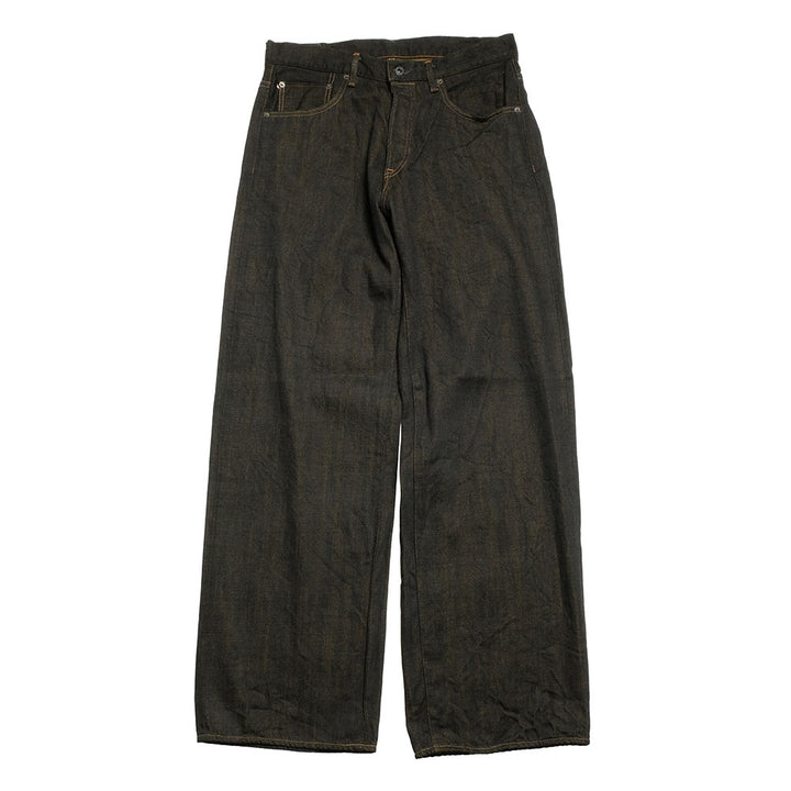 ONI DENIM - Super Wide Straight - 12oz Black x Olive Selvedge Denim - ONI-222BK-OL