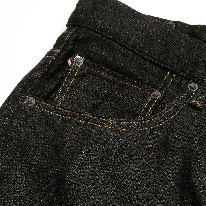 ONI DENIM - Super Wide Straight - 12oz Black x Olive Selvedge Denim - ONI-222BK-OL