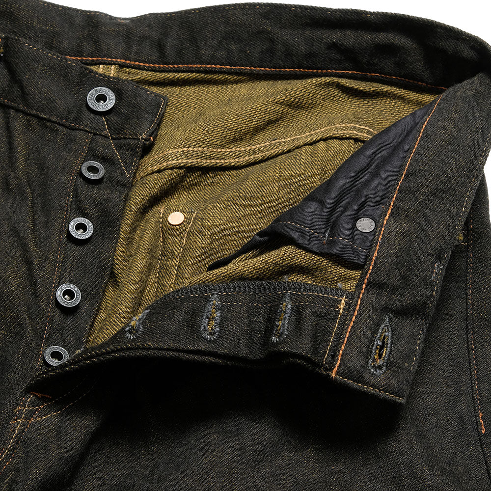 ONI DENIM - Super Wide Straight - 12oz Black x Olive Selvedge Denim - ONI-222BK-OL