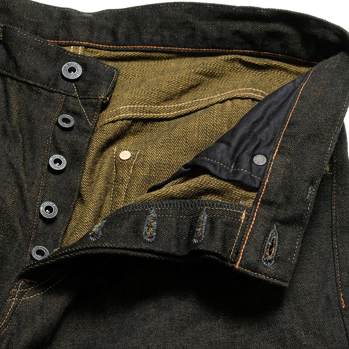 ONI DENIM - Super Wide Straight - 12oz Black x Olive Selvedge Denim - ONI-222BK-OL