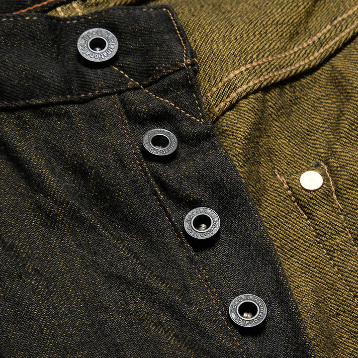 ONI DENIM - Super Wide Straight - 12oz Black x Olive Selvedge Denim - ONI-222BK-OL