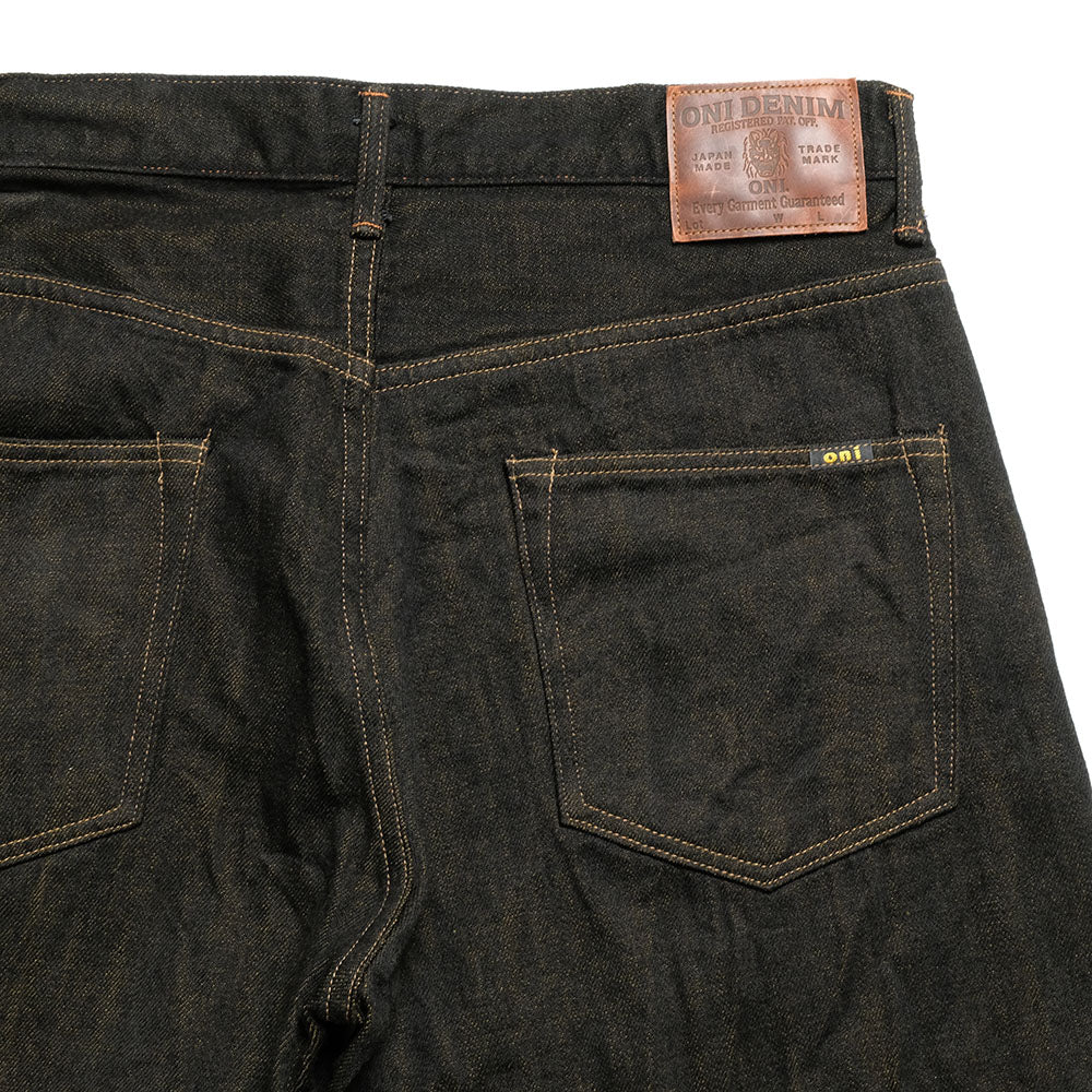 ONI DENIM - Super Wide Straight - 12oz Black x Olive Selvedge Denim - ONI-222BK-OL