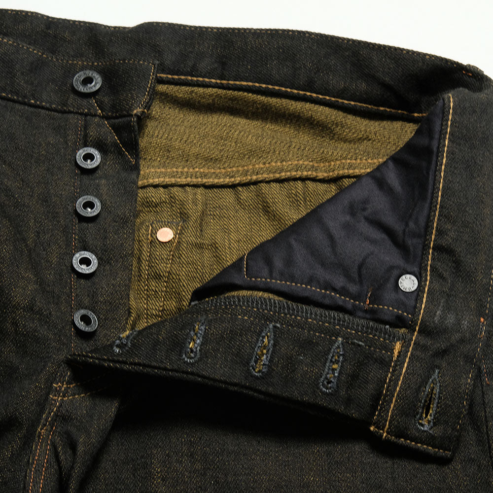 ONI DENIM - Regular Rise Neat Straight - 12.5oz Black x Olive Selvedge Denim - ONI-246BKO