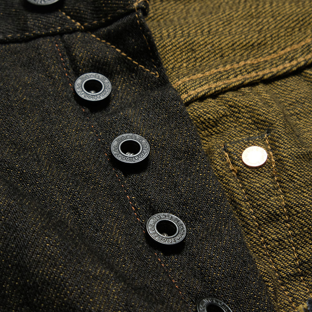 ONI DENIM - Regular Rise Neat Straight - 12.5oz Black x Olive Selvedge Denim - ONI-246BKO