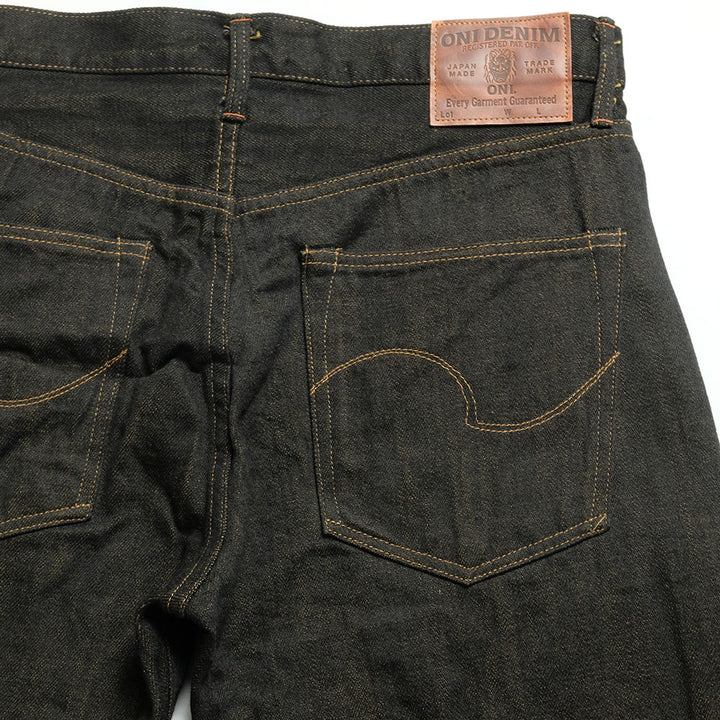 ONI DENIM - Regular Rise Neat Straight - 12.5oz Black x Olive Selvedge Denim - ONI-246BKO