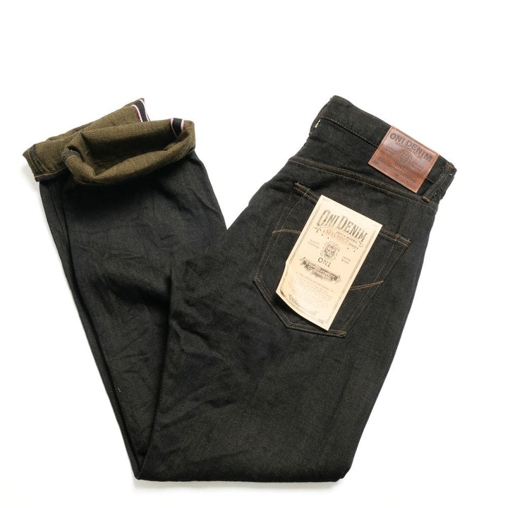 ONI DENIM - Regular Rise Neat Straight - 12.5oz Black x Olive Selvedge Denim - ONI-246BKO