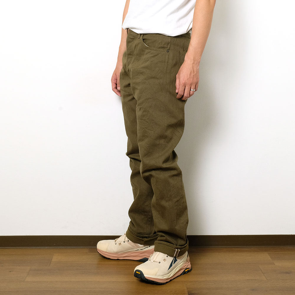 ONI DENIM - Regular Rise Neat Straight - 12oz Olive Warp and Weft Selvedge Denim - ONI-246OLOL