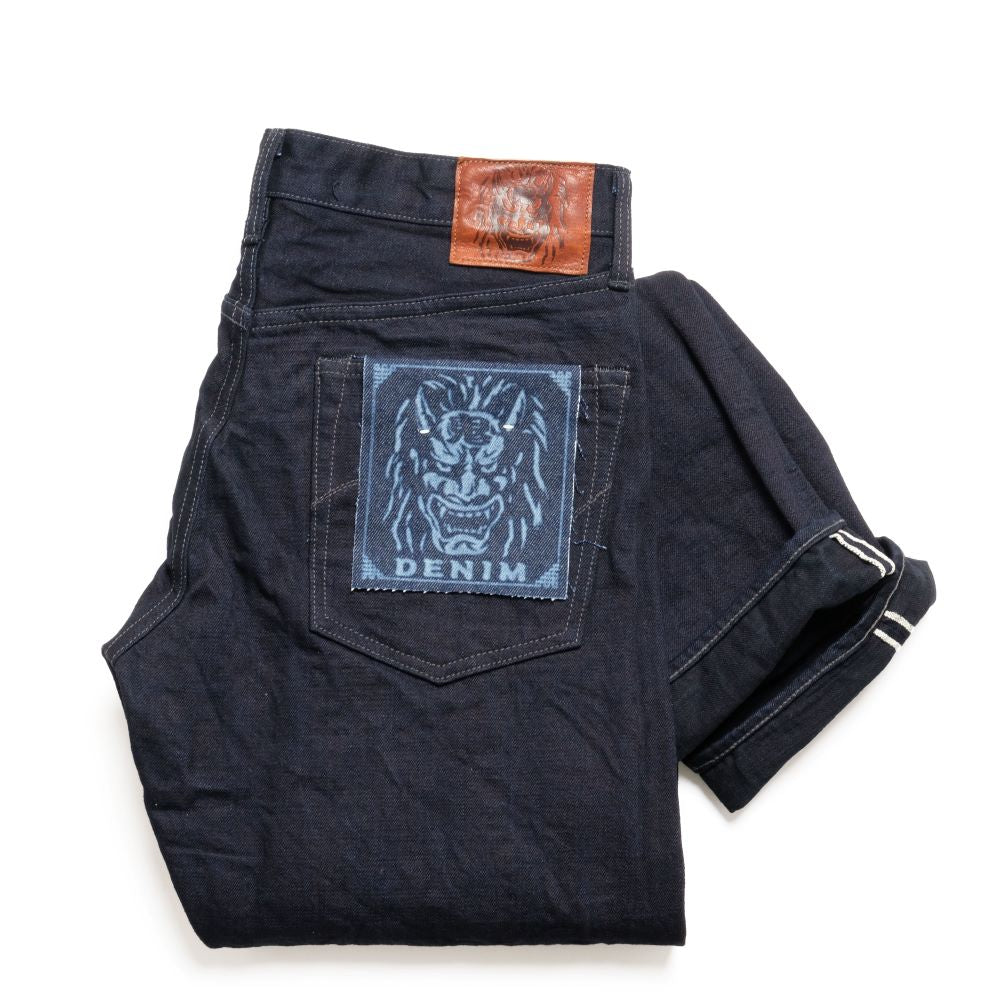 鬼 バナーフラッグ ONI DENIM - Regular Rise Neat Straight - 14oz. Indigo x Black ONI