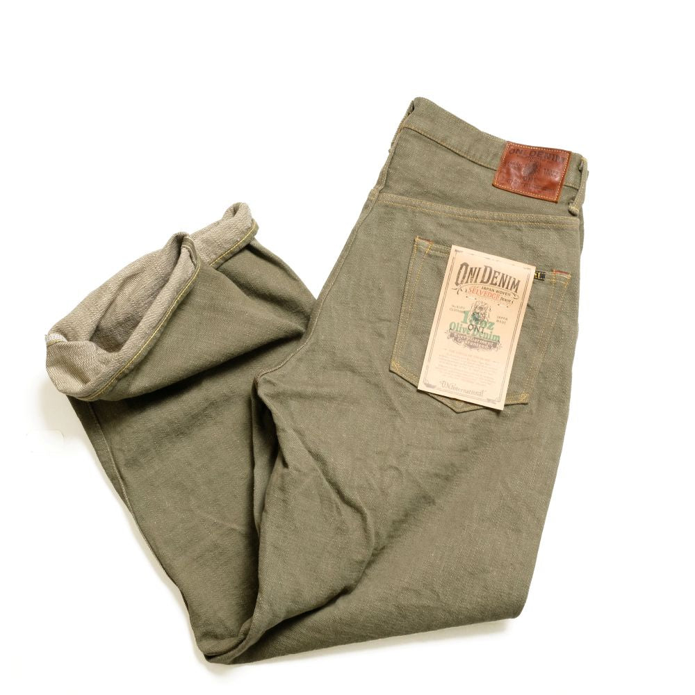 HIMASS MANIA ワイドルーズ　上下セット オリーブ ONI DENIM - Super Wide Tapered - 18oz Olive Denim - ONI-822OLD