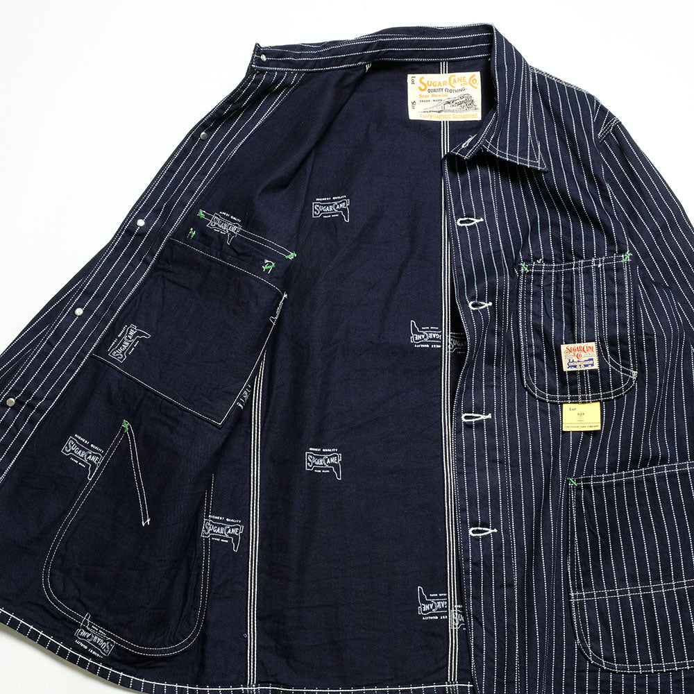 SUGAR CANE - 9oz. WABASH STRIPE WORK COAT - SC15658
