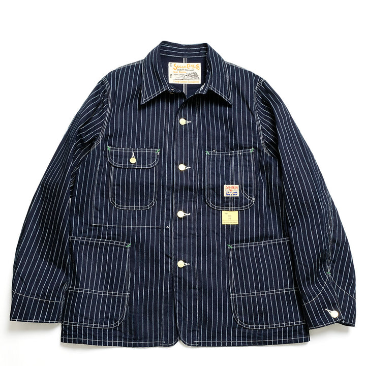 SUGAR CANE - 9oz. WABASH STRIPE WORK COAT - SC15658